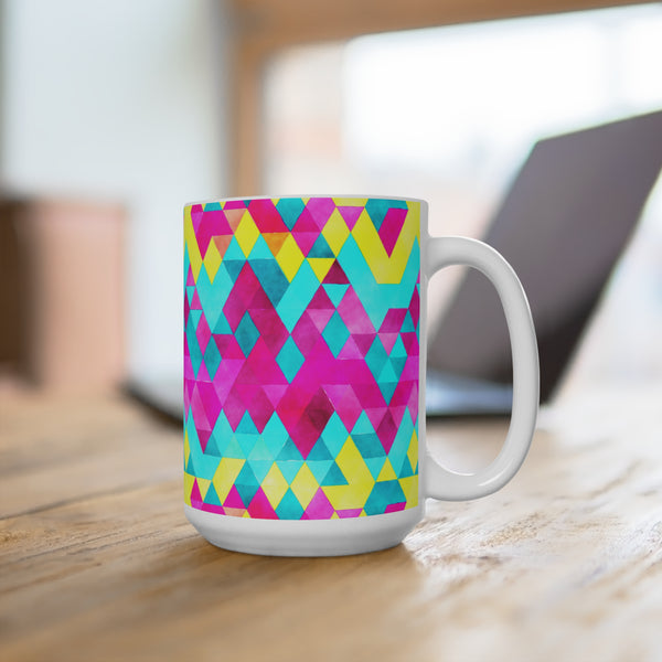 Bold Colorful Geometric Design Coffee Mug 11oz/15oz - Dishwasher Safe