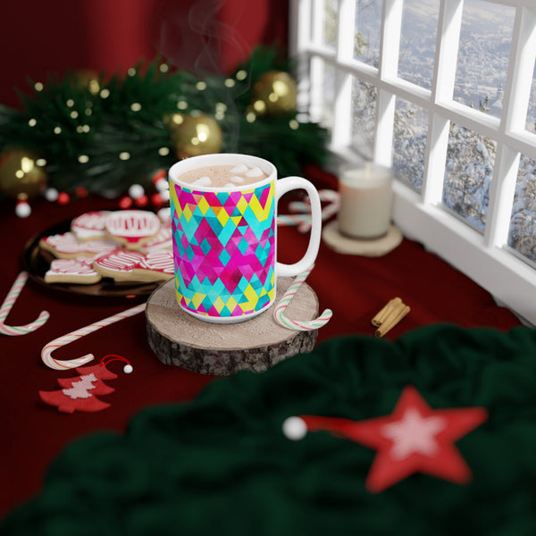 Bold Colorful Geometric Design Coffee Mug 11oz/15oz - Dishwasher Safe