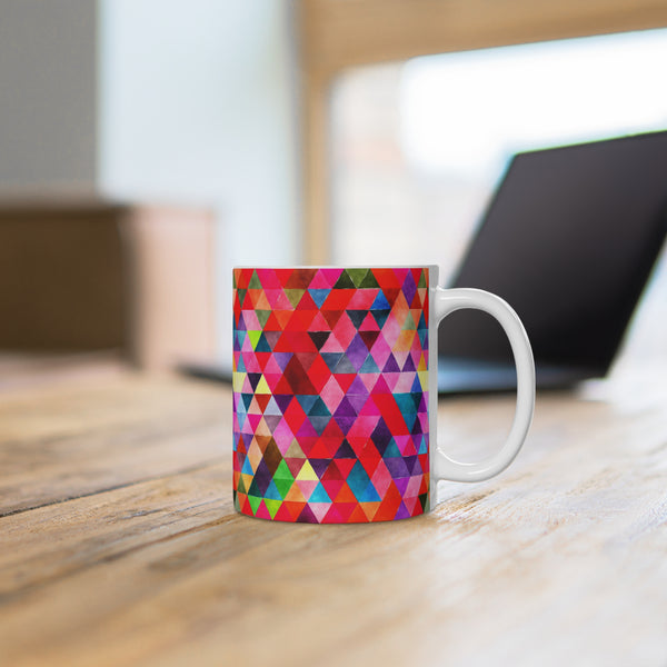 Bold Colorful Geometric Design Coffee Mug 2-Sizes 11oz/15oz Dishwasher Microwave Safe