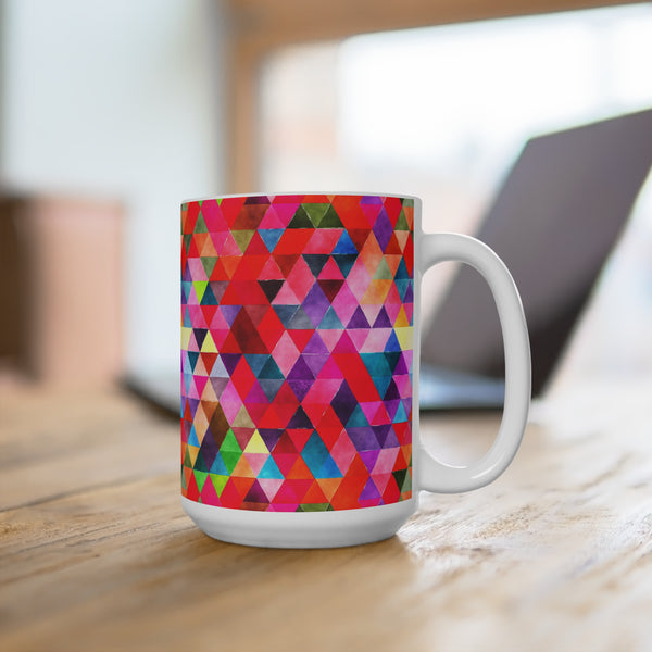 Bold Colorful Geometric Design Coffee Mug 2-Sizes 11oz/15oz Dishwasher Microwave Safe
