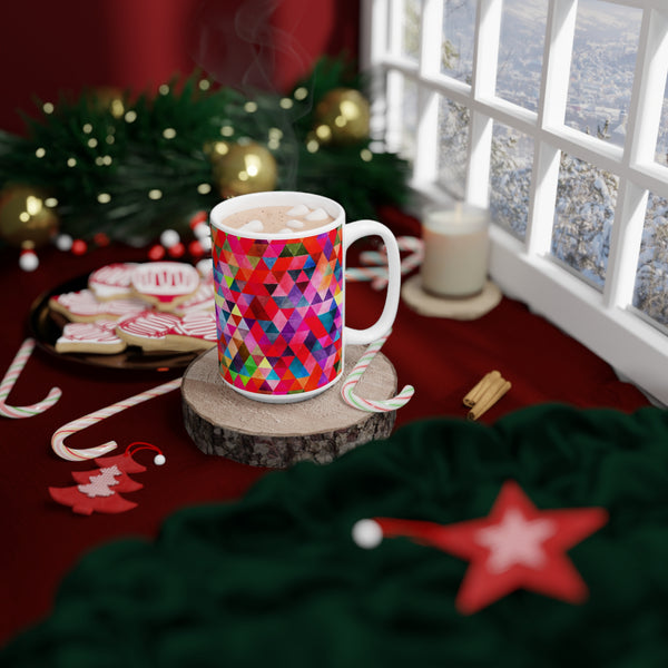 Bold Colorful Geometric Design Coffee Mug 2-Sizes 11oz/15oz Dishwasher Microwave Safe