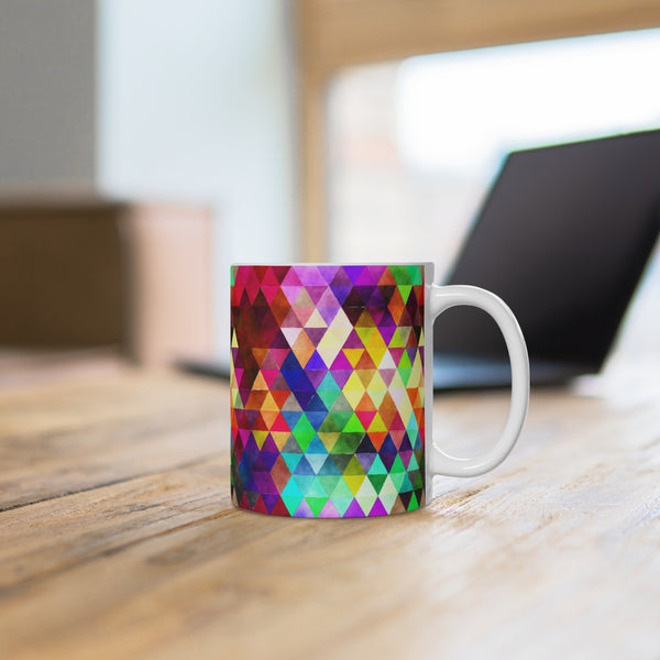 Bold Colorful Geometric Design Coffee Mug 2-Sizes 11oz/15oz Dishwasher Microwave Safe