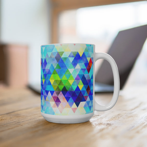 Bold Colorful Geometric Design Coffee Mug 2-Sizes 11oz/15oz Dishwasher Microwave Safe