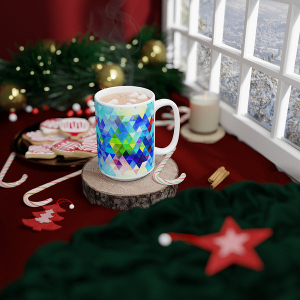 Bold Colorful Geometric Design Coffee Mug 2-Sizes 11oz/15oz Dishwasher Microwave Safe