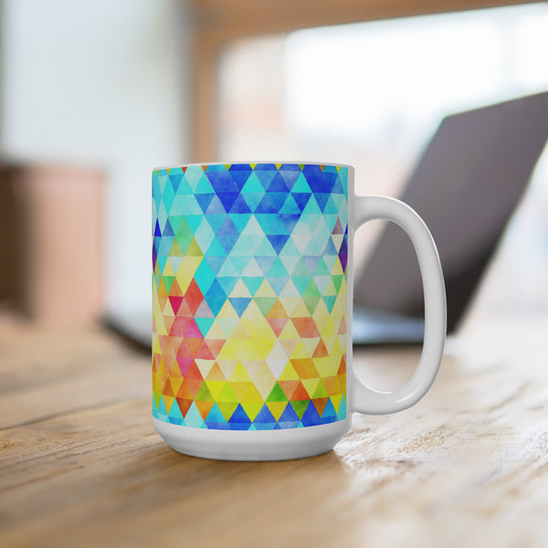 Bold Colorful Geometric Design Coffee Mug 2-Sizes 11oz/15oz Dishwasher Microwave Safe