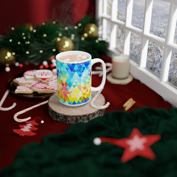 Bold Colorful Geometric Design Coffee Mug 2-Sizes 11oz/15oz Dishwasher Microwave Safe