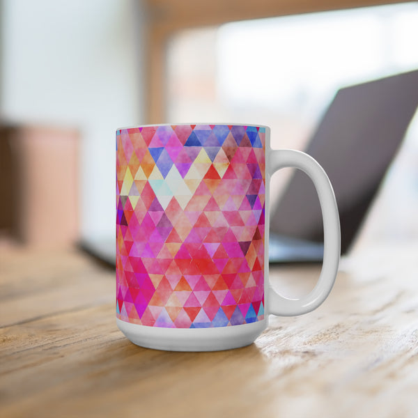 Bold Colorful Geometric Design Coffee Mug 2-Sizes 11oz/15oz Dishwasher Microwave Safe
