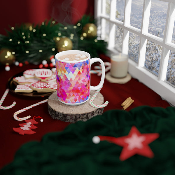 Bold Colorful Geometric Design Coffee Mug 2-Sizes 11oz/15oz Dishwasher Microwave Safe