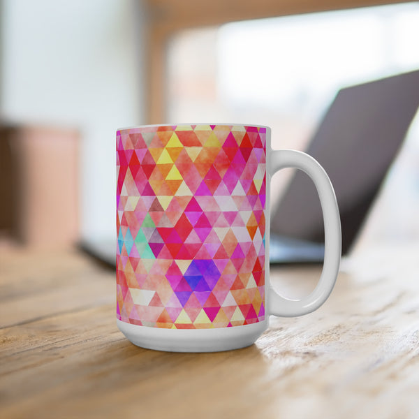 Bold Colorful Geometric Design Coffee Mug 2-Sizes 11oz/15oz Dishwasher Microwave Safe