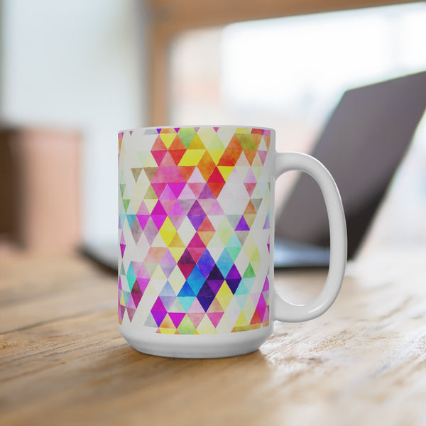 Bold Colorful Geometric Design Coffee Mug 2-Sizes 11oz/15oz Dishwasher Microwave Safe