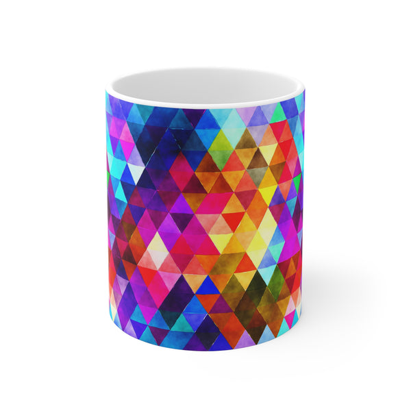Bold Colorful Geometric Design Coffee Mug 2-Sizes 11oz/15oz Dishwasher Microwave Safe