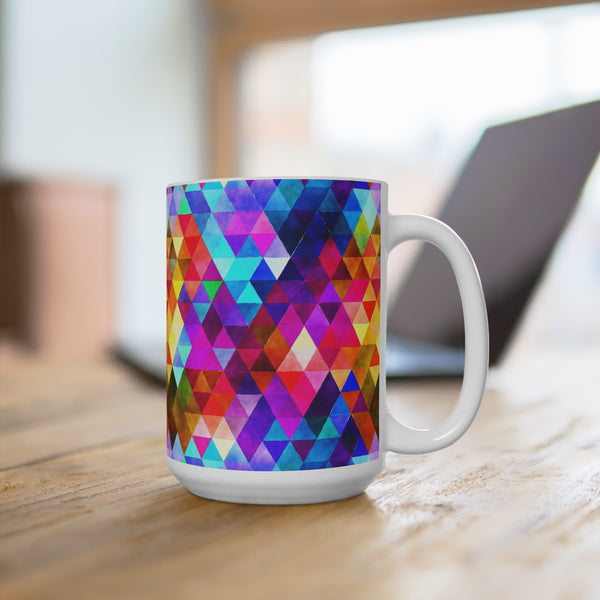 Bold Colorful Geometric Design Coffee Mug 2-Sizes 11oz/15oz Dishwasher Microwave Safe