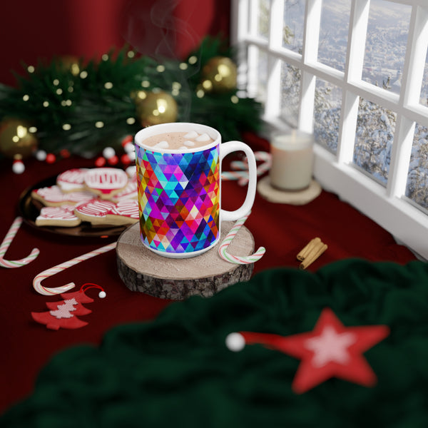 Bold Colorful Geometric Design Coffee Mug 2-Sizes 11oz/15oz Dishwasher Microwave Safe