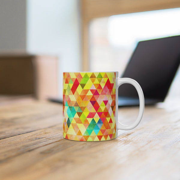 Bold Colorful Geometric Design Coffee Mug 2-Sizes 11oz/15oz Dishwasher Microwave Safe