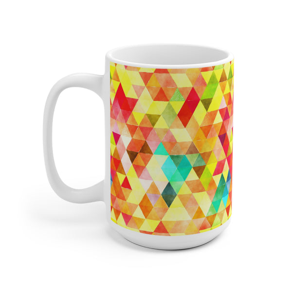 Bold Colorful Geometric Design Coffee Mug 2-Sizes 11oz/15oz Dishwasher Microwave Safe