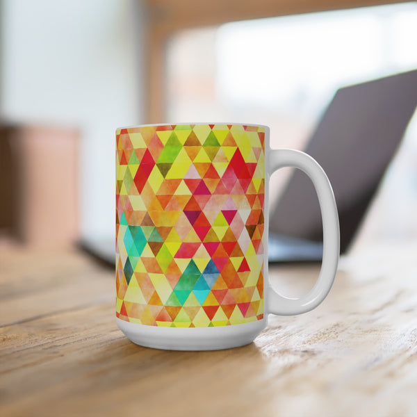Bold Colorful Geometric Design Coffee Mug 2-Sizes 11oz/15oz Dishwasher Microwave Safe