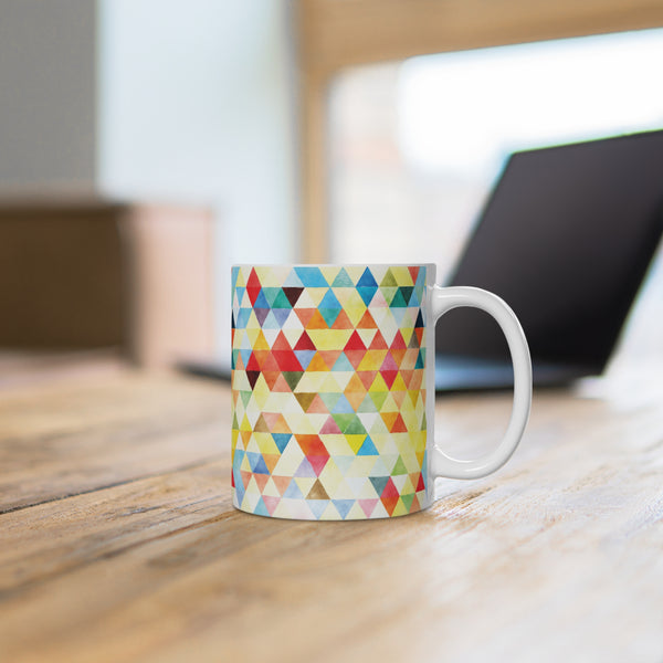 Bold Colorful Geometric Design Coffee Mug 2-Sizes 11oz/15oz Dishwasher Microwave Safe