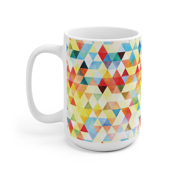 Bold Colorful Geometric Design Coffee Mug 2-Sizes 11oz/15oz Dishwasher Microwave Safe