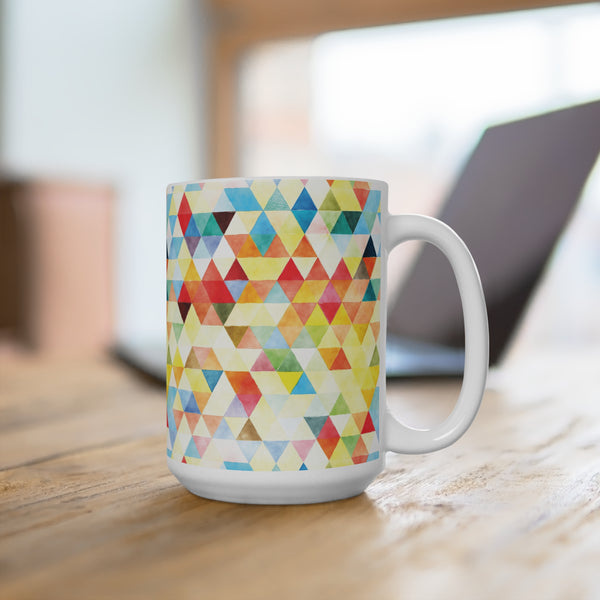 Bold Colorful Geometric Design Coffee Mug 2-Sizes 11oz/15oz Dishwasher Microwave Safe