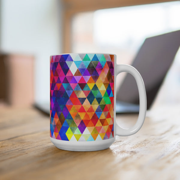 Bold Colorful Geometric Design Coffee Mug 2-Sizes 11oz/15oz Dishwasher Microwave Safe