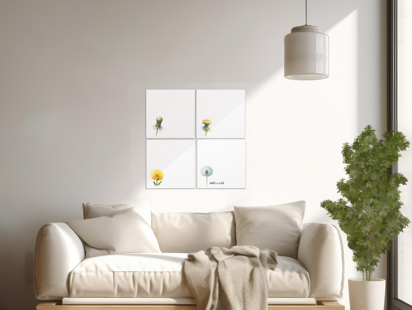Minimalist Dandelion Canvas Print 4 Panel
