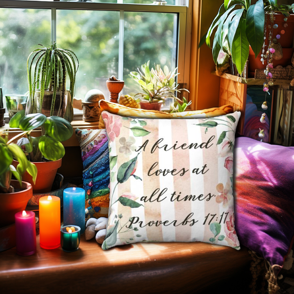 Friendship Bible Verse Decorative Throw Pillows - 4 sizes Polyester