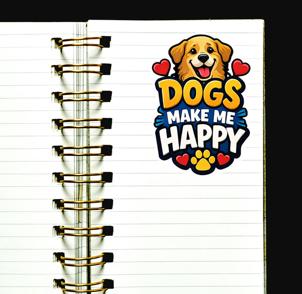 Dogs Make Me Happy Sticker Puppy Pet Lover Decal Animal Journal Scrapbooking