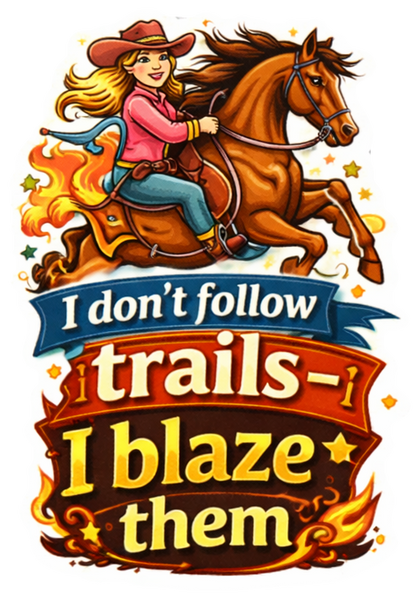 I Don’t Follow Trails I Blaze Them Sticker Cowgirl Western Horse Riding
