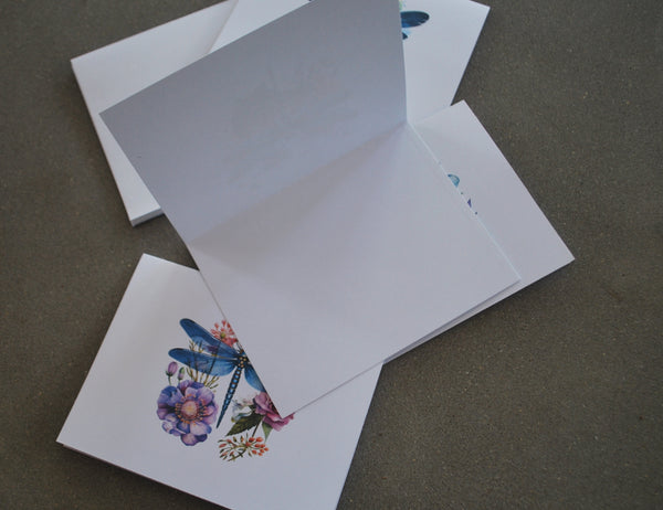 4 Dragonfly blank notecards 