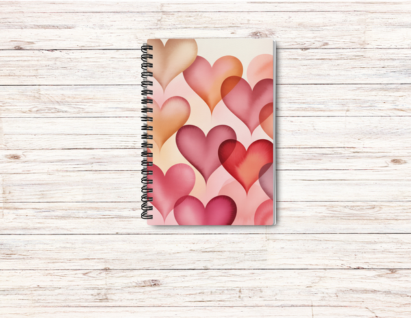 Faded Hearts Spiral Journal – 6x9 Lined Notebook or To Do List