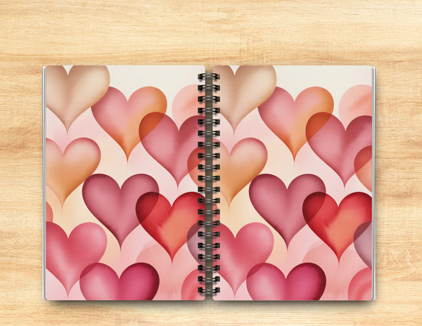 Faded Hearts Spiral Journal – 6x9 Lined Notebook or To Do List