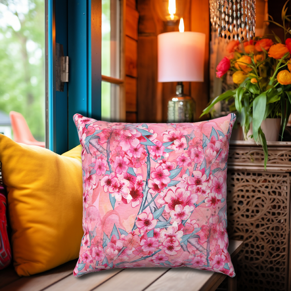 Cherry Blossom Home Decor Decorative Throw Pillows  4 Sizes Polyester