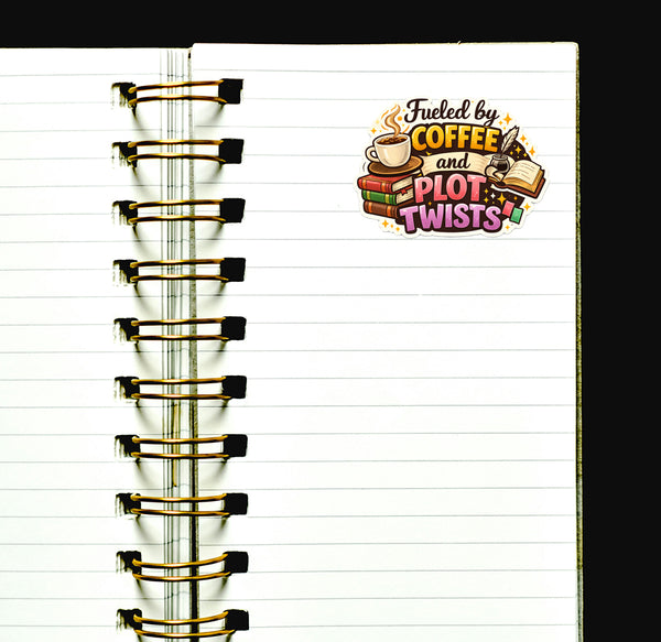Fueled by Coffee & Plot Twists Sticker for Journals Scrapbooking Book Writers