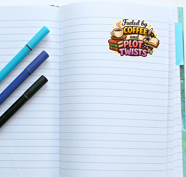 Fueled by Coffee & Plot Twists Sticker for Journals Scrapbooking Book Writers