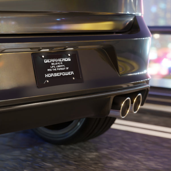 Gearheads pursue horsepower custom front license plate
