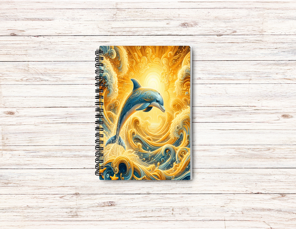 Golden Dolphin Journal – 6x9 Lined Notebook or To Do List