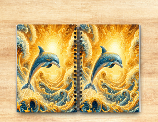 Golden Dolphin Journal – 6x9 Lined Notebook or To Do List