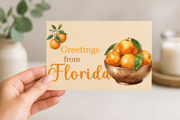 Greetings from Florida Orange Greeting Card | 4x6 Florida Citrus NoteCard