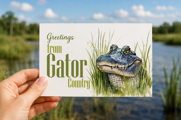 Greetings from Gator Country Greeting Card | 4x6 Florida Alligator NoteCard