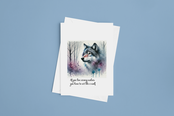Handmade notecards with wolves