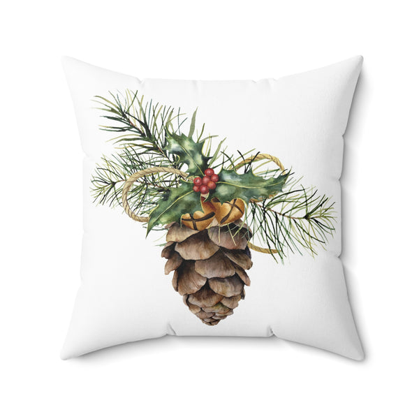 Pinecone decor on a Christmas throw pillow 