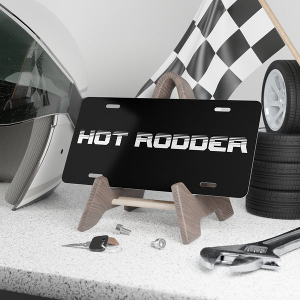 Hot Rodder Black Vanity Front License Plate – Bold Car Accessory for Classic Car Fans, Muscle Car Enthusiasts, or Custom Builds