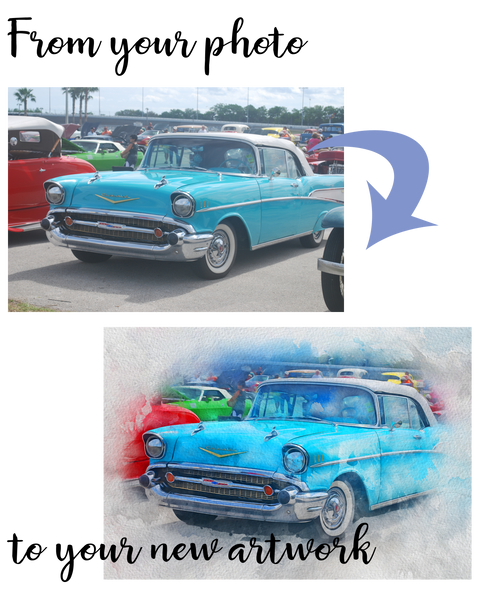 Gifts for Gearheads Watercolor Style Art Canvas Gallery Wraps