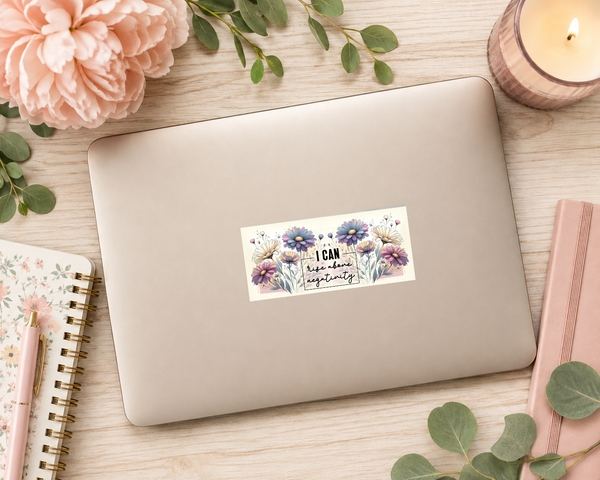 I Can Rise Above Negativity Inspirational Glossy Sticker | Handmade Floral Motivation Decal | 3.5 x 1.75 Inch