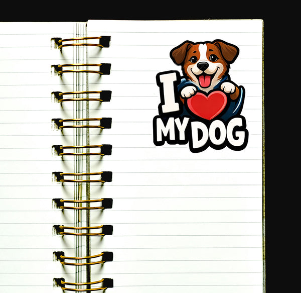 I Love My Dog Sticker Cute Puppy Heart Decal Pet Lover Gift Journal Scrapbooking