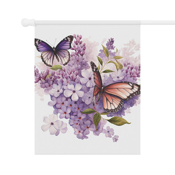 Decorative blind with butterflies and flowers on a white background