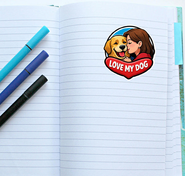 Love My Dog Sticker Cute Puppy Pet Lover Decal Dog Mom Gift Journal Scrapbooking