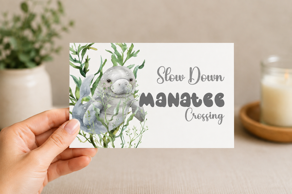 Slow Down Manatee Crossing Blank Notecard Set | Florida Coastal Greeting Cards