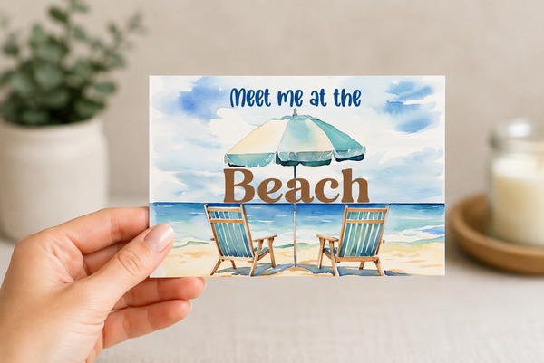 Meet Me at the Beach Blank Notecard Set | Coastal Beach Stationery
