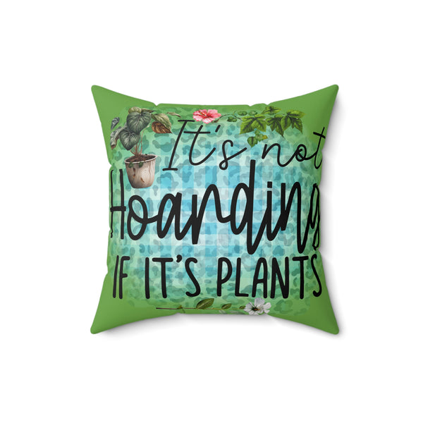 Decorative pillow with plant-themed text and illustrations on a white background